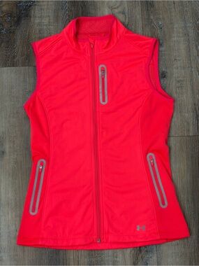 Under Armour Women’s Neon Coral Performance Vest, Fitted, Cold Gear, Size M